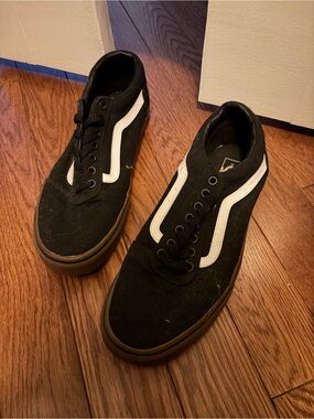 Vans Black Low-Top Sneakers with White Side Stripe